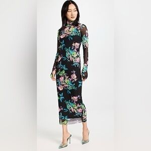 AFRM Shailene Turtleneck Long Sleeve Mesh Dress